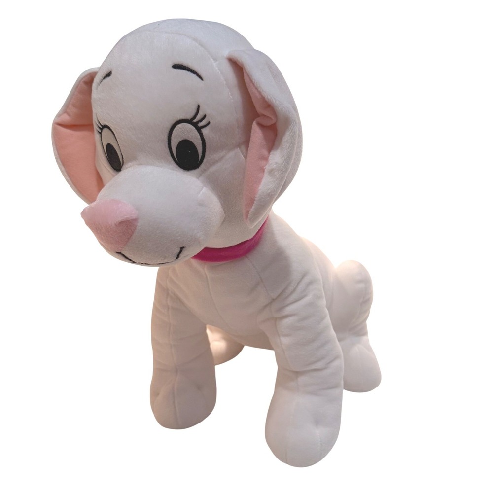 Disney 102 Dalmatians Oddball 17" Plush Vintage 2000s White Puppy Pink Collar